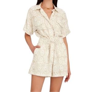Intermix Piper Linen Blend S/S Collared Shirt Drawstring Waist Romper